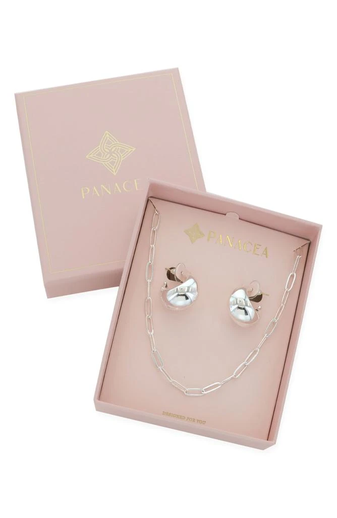 Panacea Huggie Hoop Earrings & Chain Necklace Set 1