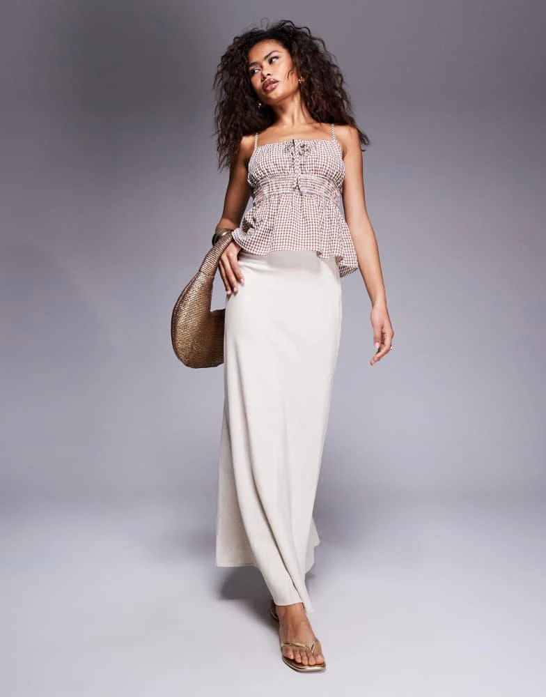 open lace back dress Beloved Puff Sleeve Linen Blend Mini Dress White
