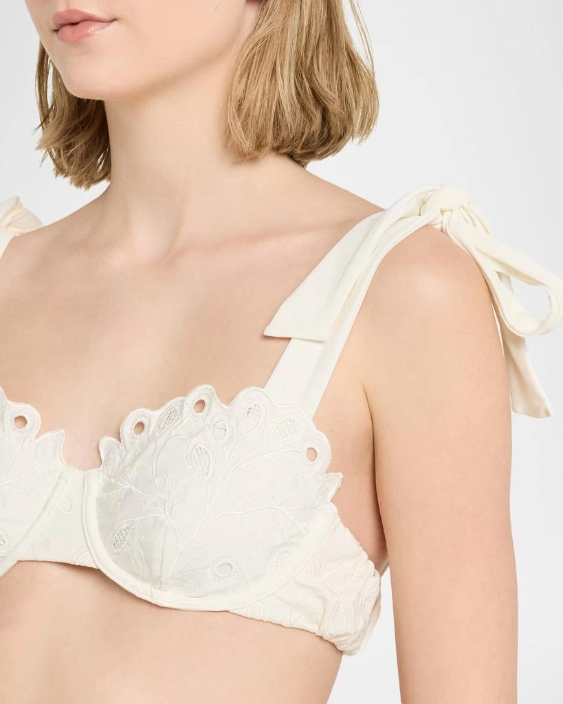 SIMKHAI Sofie Embroidered Tie-Strap Bikini Top 4