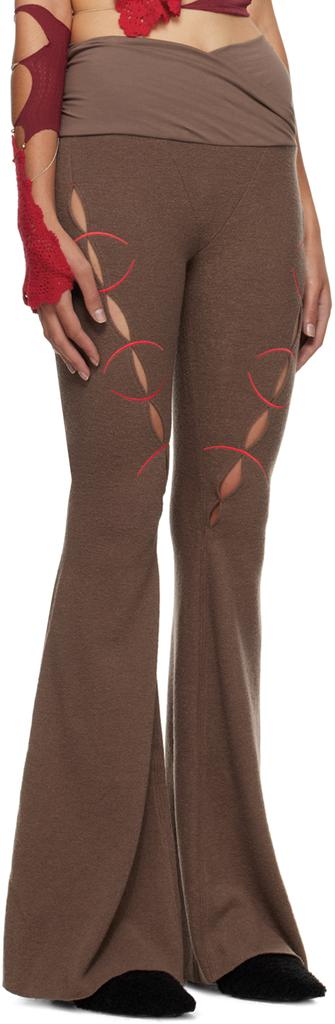 RUI Brown Embroidery Cut Out Trousers