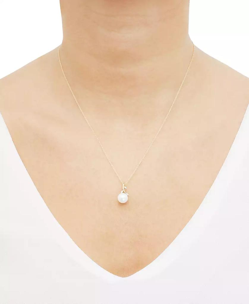 Honora Cultured Freshwater Button Pearl (8mm) & Diamond Accent Vine 18" Pendant Necklace in 10k Gold
