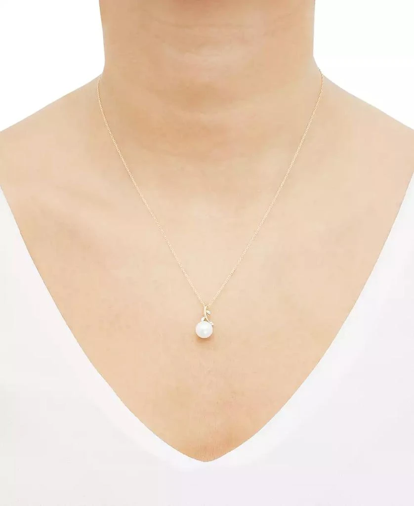 Honora Cultured Freshwater Button Pearl (8mm) & Diamond Accent Vine 18" Pendant Necklace in 10k Gold 2