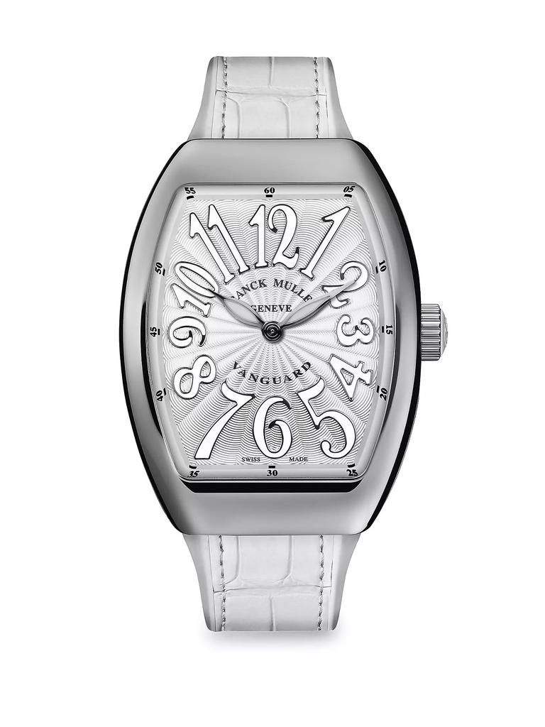 Franck Muller Lady Vanguard Stainless Steel & Croc-Embossed Leather Strap Watch