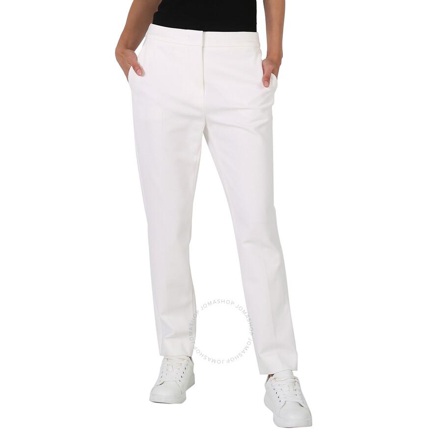 Max Mara Chenzia Wide Trousers In White Pinstriped Jacquard