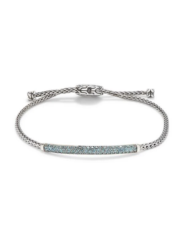 John Hardy Classic Chain Sterling Silver & Treated Topaz Bar Bolo Bracelet 1