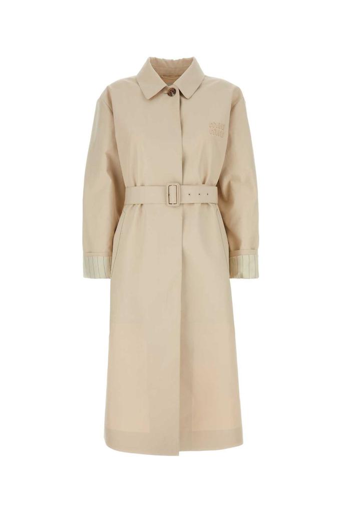Miu Miu Navy Blue Cotton Trench Coat - BeyondStyle