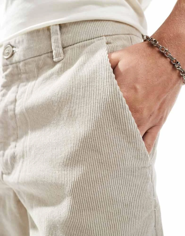 French Connection Mens French Connection slim leg cord trousers in stone 3