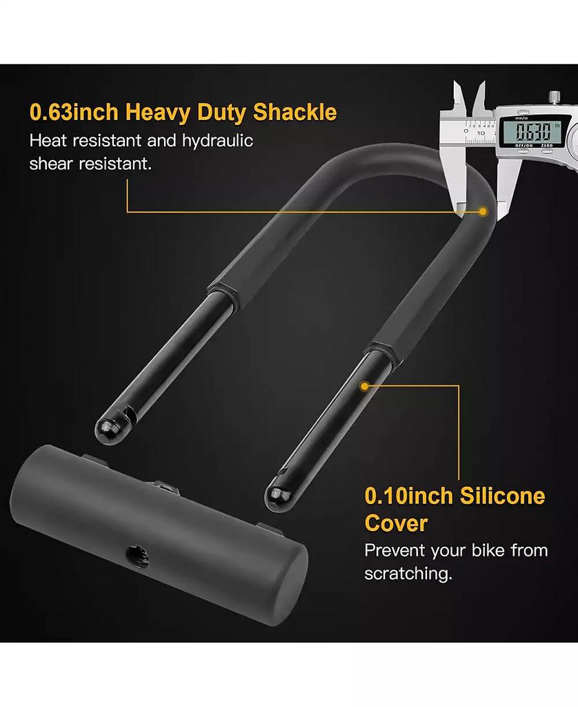 BATFOX Heavy Duty Bicycle U-Lock, 16mm Shackle and 4ft/6ft Security Cable & Mounting Bracket for Bike, Motorcycle