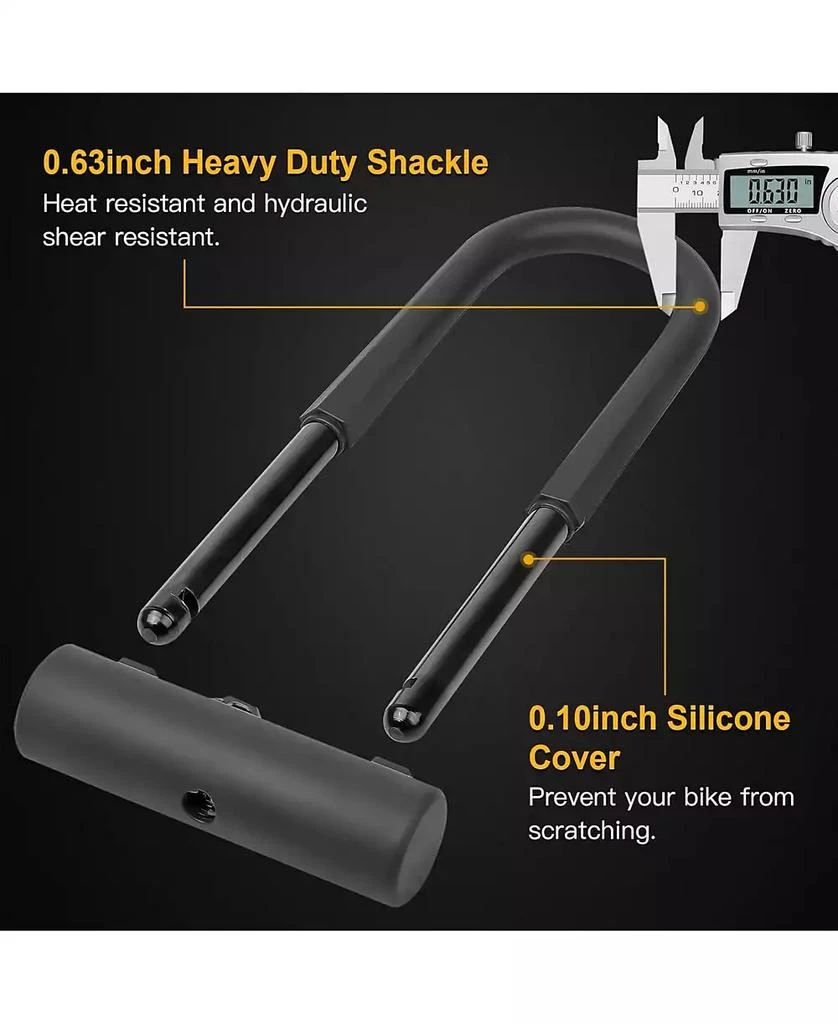 BATFOX Heavy Duty Bicycle U-Lock, 16mm Shackle and 4ft/6ft Security Cable & Mounting Bracket for Bike, Motorcycle 2