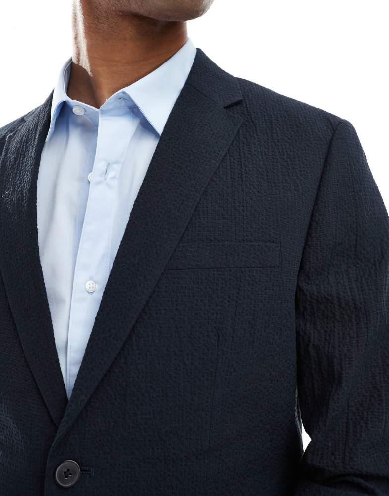 Jack & Jones Jack & Jones Premium seersucker suit jacket in navy