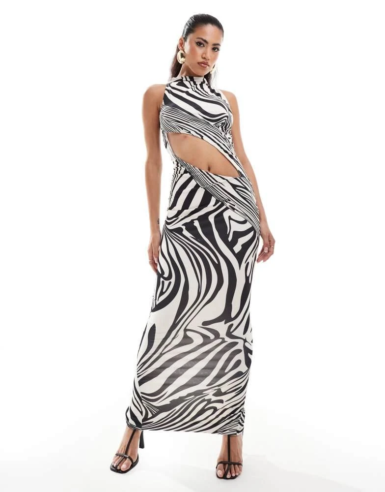 Shop Murci high neck sleeveless slash waist maxi dress in zebra print on  Sale at BeyondStyle  Get 75% Off Murci high neck sleeveless slash waist maxi  dress in zebra print with