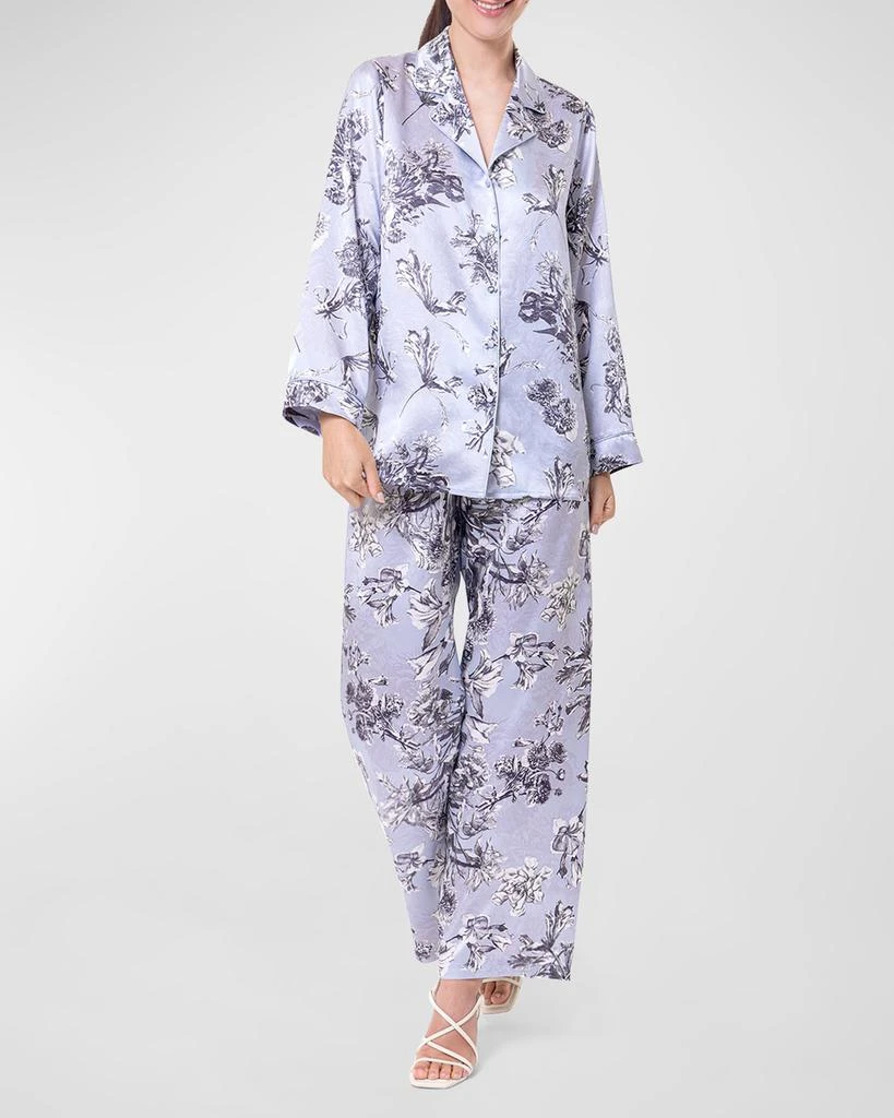 Christine Lingerie Toile Jardin Floral-Print Charmeuse Pajama Set 1