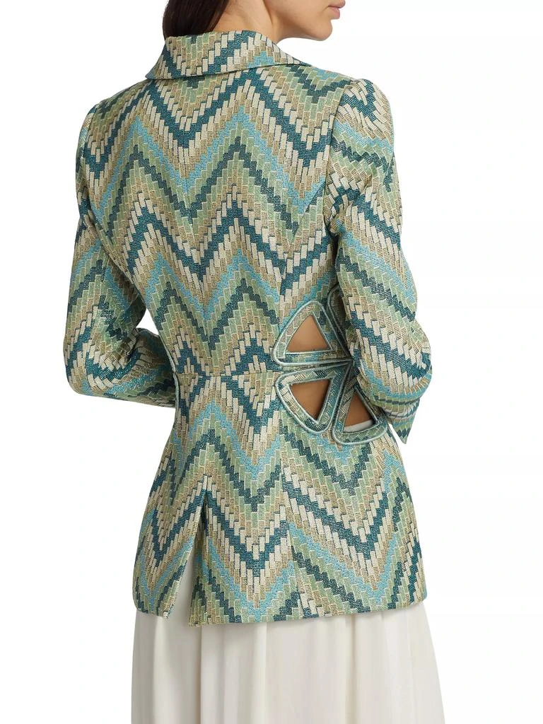 Ramy Brook Malayah Chevron Cotton-Blend Cut-Out Blazer 5