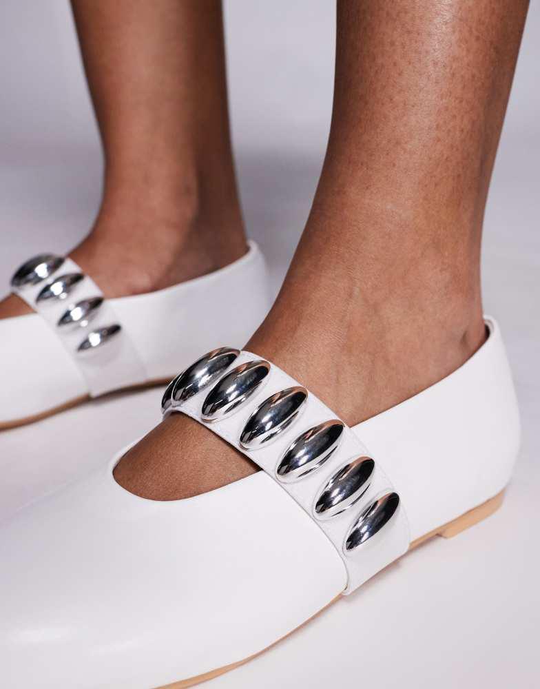 Public Desire Public Desire Harmonica ballet flats with hardware detail in white