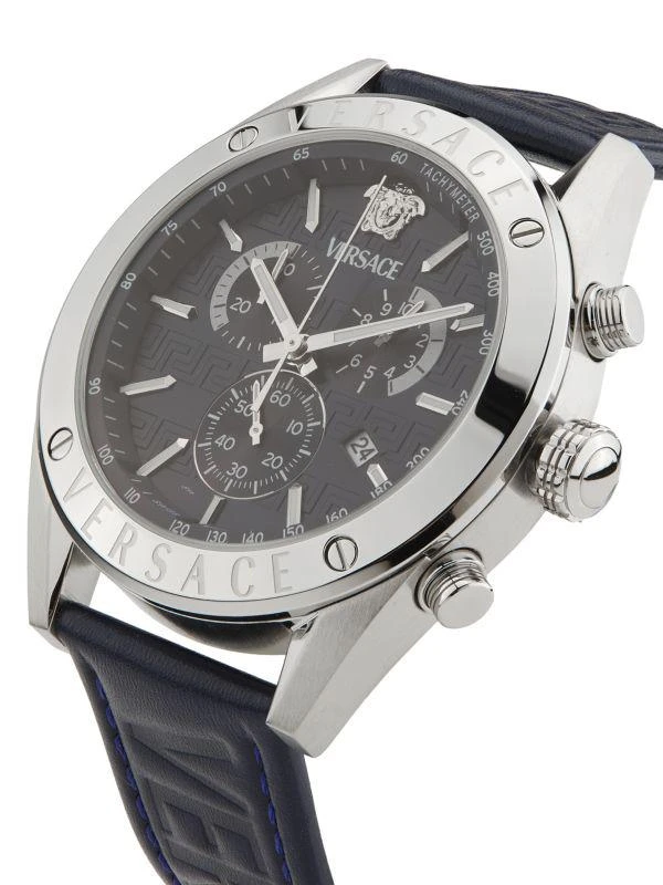 Versace Athletic Chrono Stainless Steel
Calf Leather Strap Watch/44MM 3