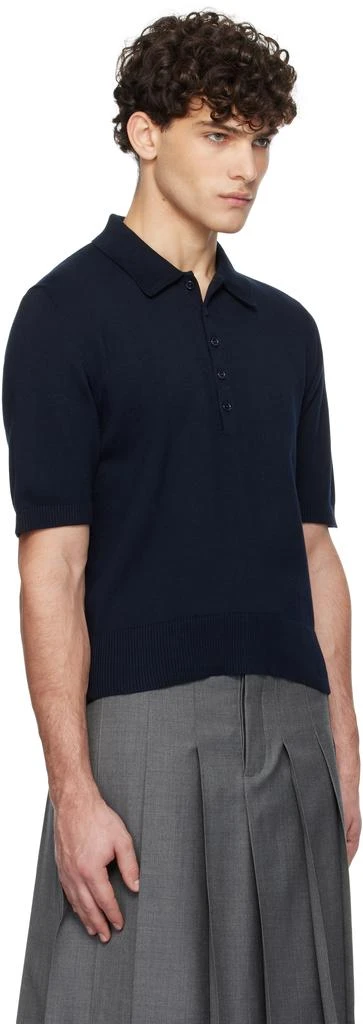 Thom Browne Navy Cotton 4-Bar Relaxed Fit Polo 2