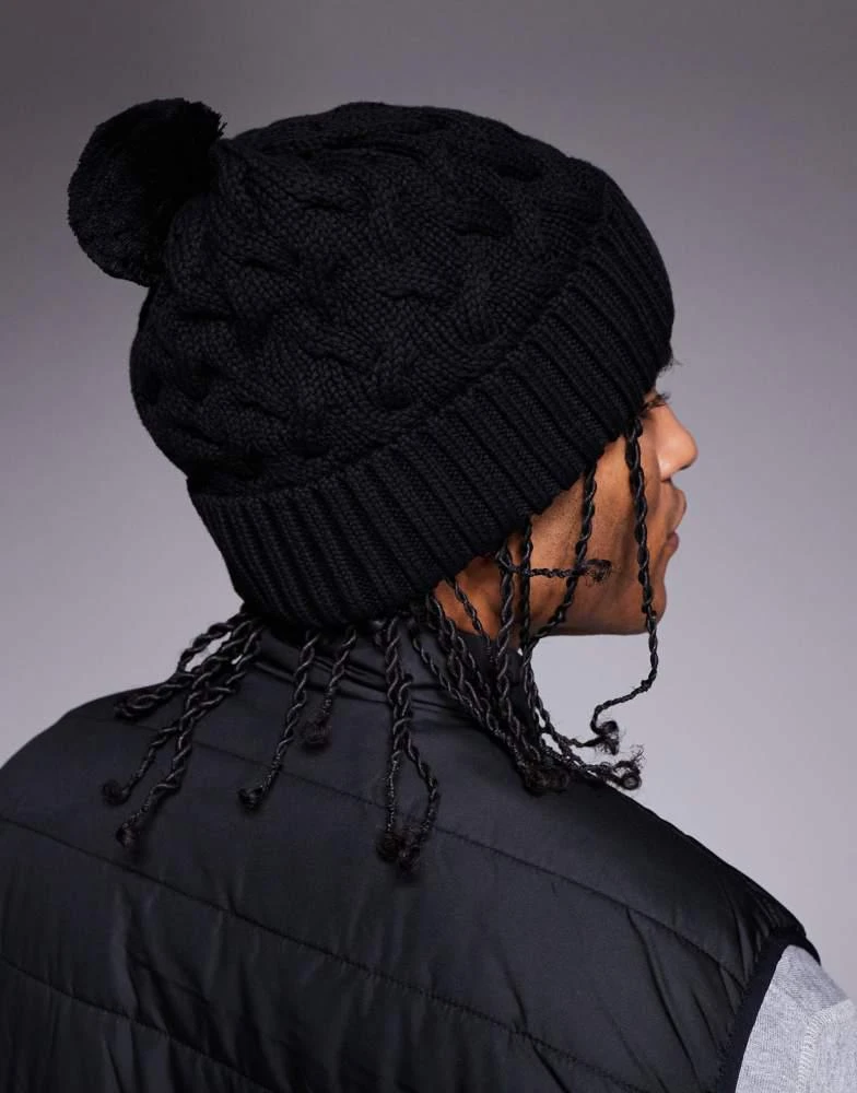 Barbour Barbour International drift cable beanie hat in black/shadow 3