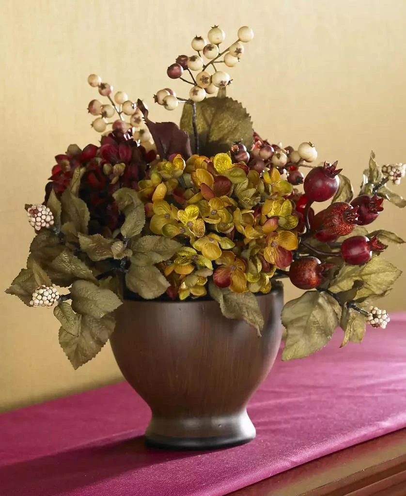 NEARLY NATURAL Autumn Hydrangea w/Round Vase 2