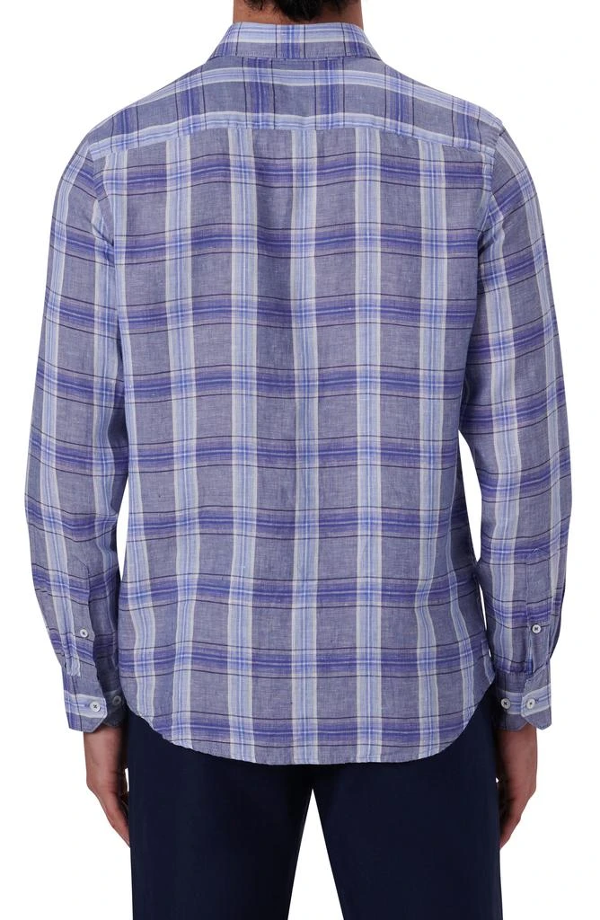 BUGATCHI Plaid Linen Button-Up Shirt 3
