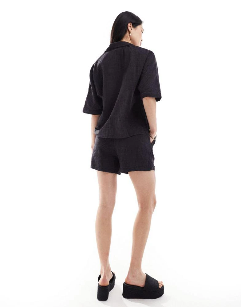 ONLY ONLY cheesecloth shorts co-ord in wash black 5