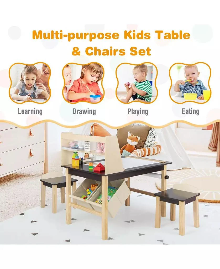 GOUUN Kids Art Table and Chairs Set with Paper Roll and Storage Bins 3