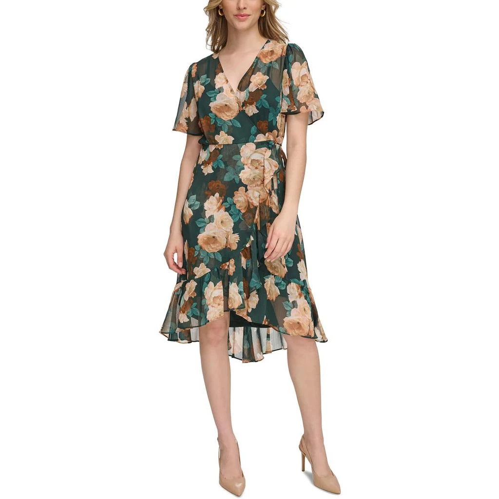 Calvin Klein Womens Faux Wrap Chiffon Wrap Dress 3
