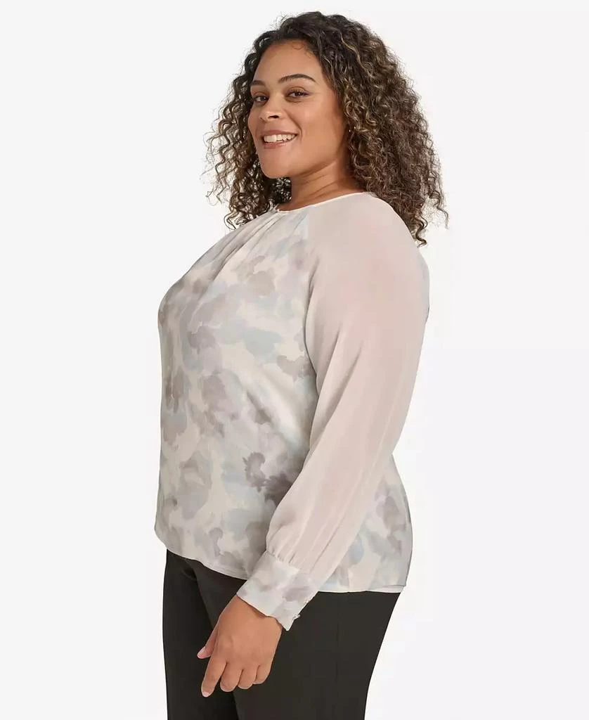 Calvin Klein Plus Size Printed Long-Sleeve Blouse 3