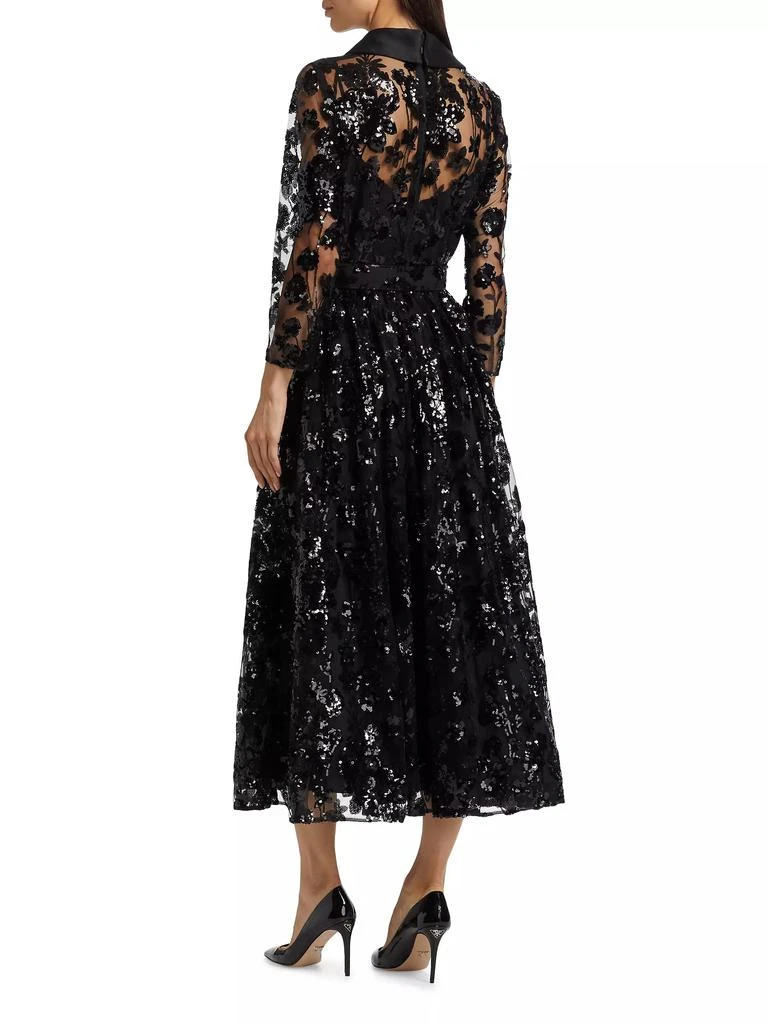 Badgley Mischka Sequined Floral Lace Shirtdress 5