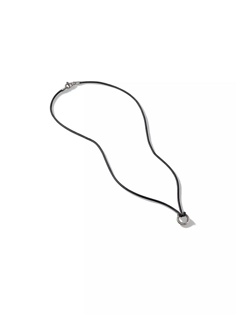 David Yurman Circle Amulet Necklace in Sterling Silver and Black Wax Cord 1.7mm