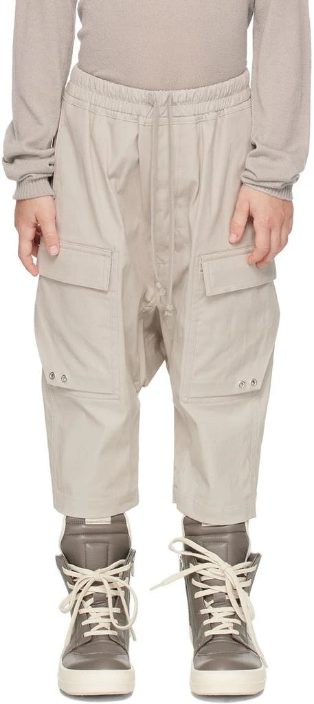 Rick Owens Kids Beige Pods Long Cargo Shorts