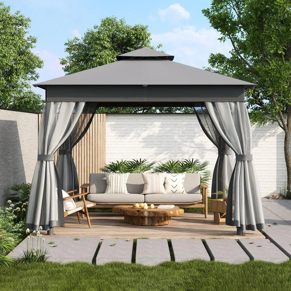 Streamdale Furniture Streamdale 10x10 Outdoor Gazebo Tent with Netting 2