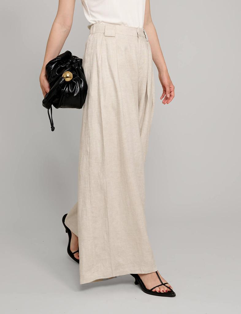Pixie Market Oat Linen Wide Leg Pants