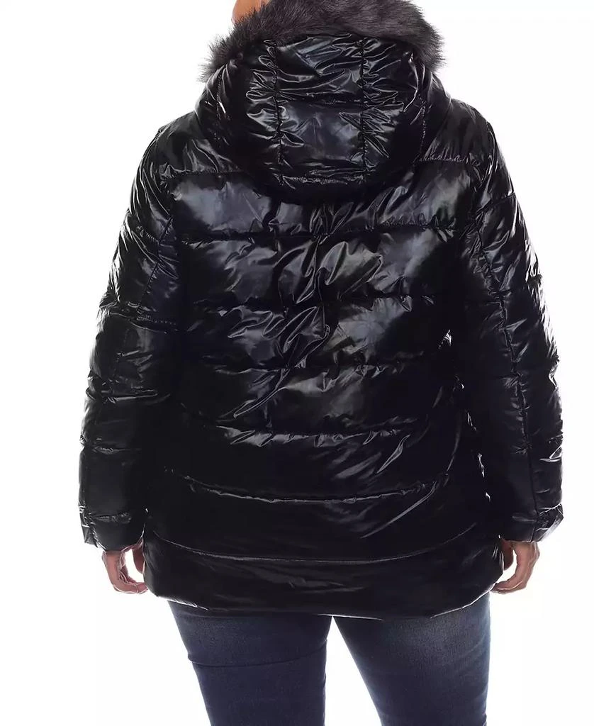 White Mark Plus Size Metallic Puffer Coat with Hoodie 5