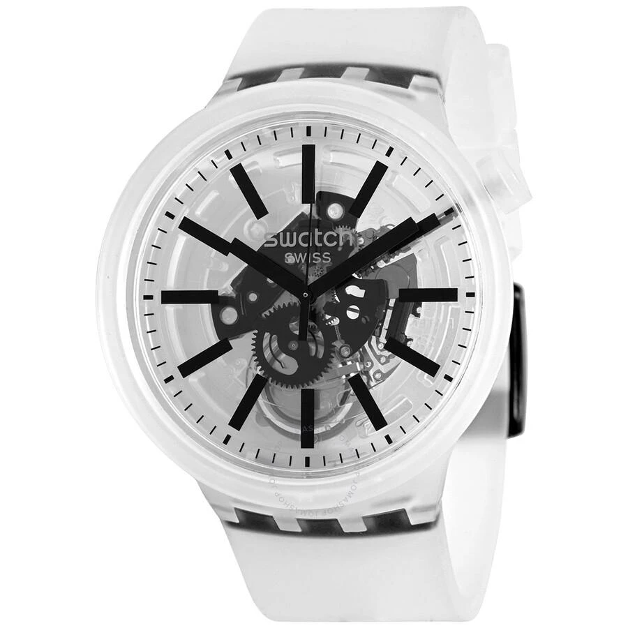 Swatch Black-In-Jelly Quartz White Skeleton Dial Watch SO27E101 1