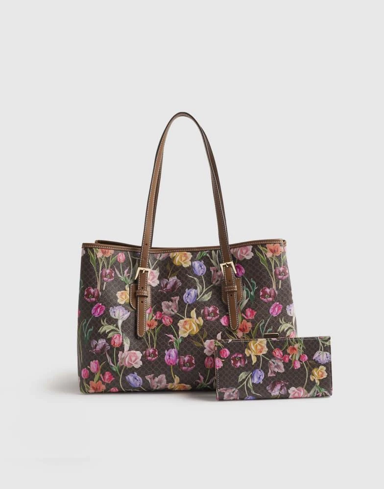 River Island River Island Monogram floral wallet and shopper bag in brown - dark 4