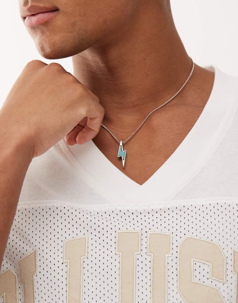 CLASSICS 77 Classics 77 lightening bolt pendant chain necklace in blue and silver
