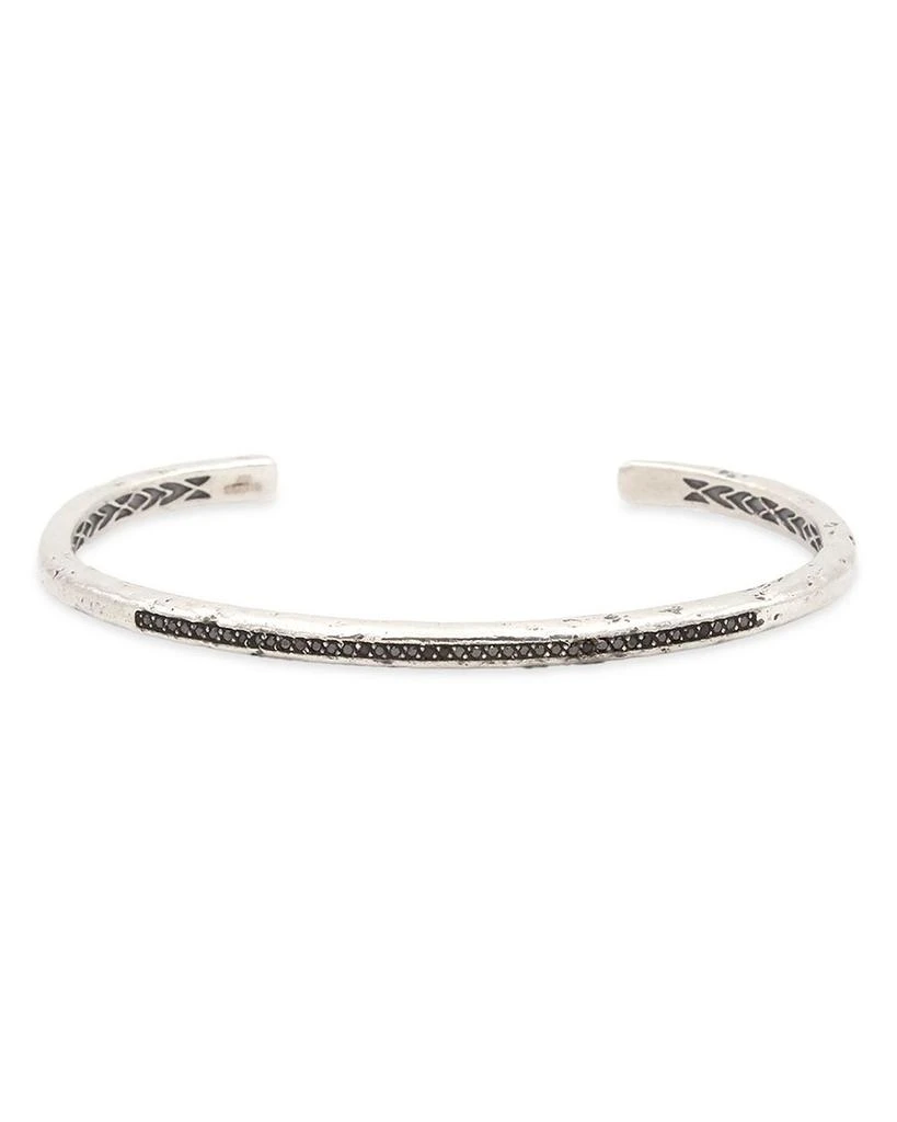John Varvatos Men
s Sterling Silver Distressed Black Diamond Skinny Cuff Bangle Bracelet 1