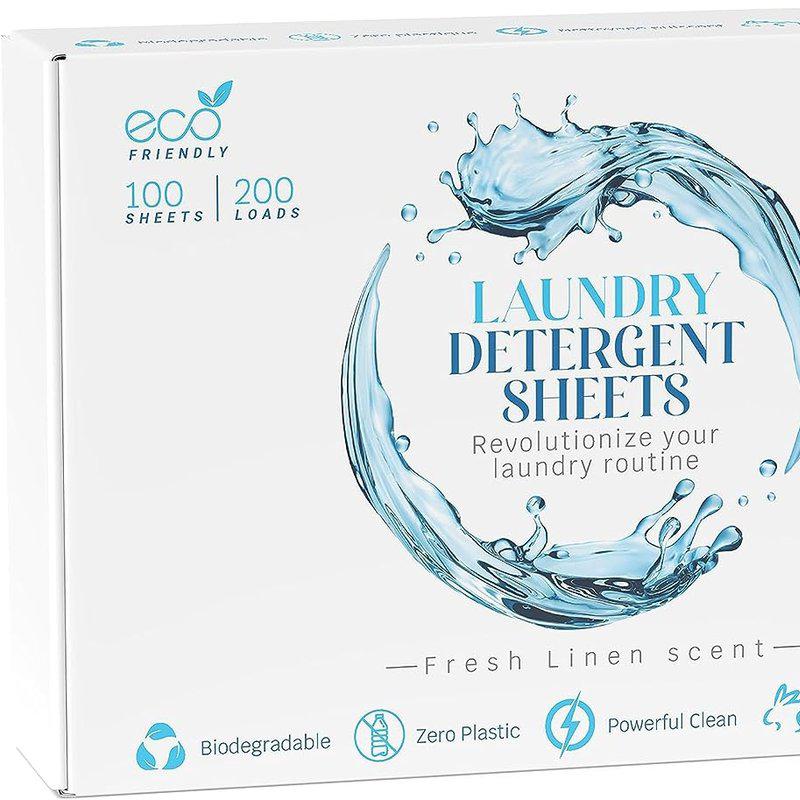 PURSONIC Natural Laundry Detergent Sheets, Eco Friendly – Fresh Linen Scent 30 SHEETS-60 LOADS