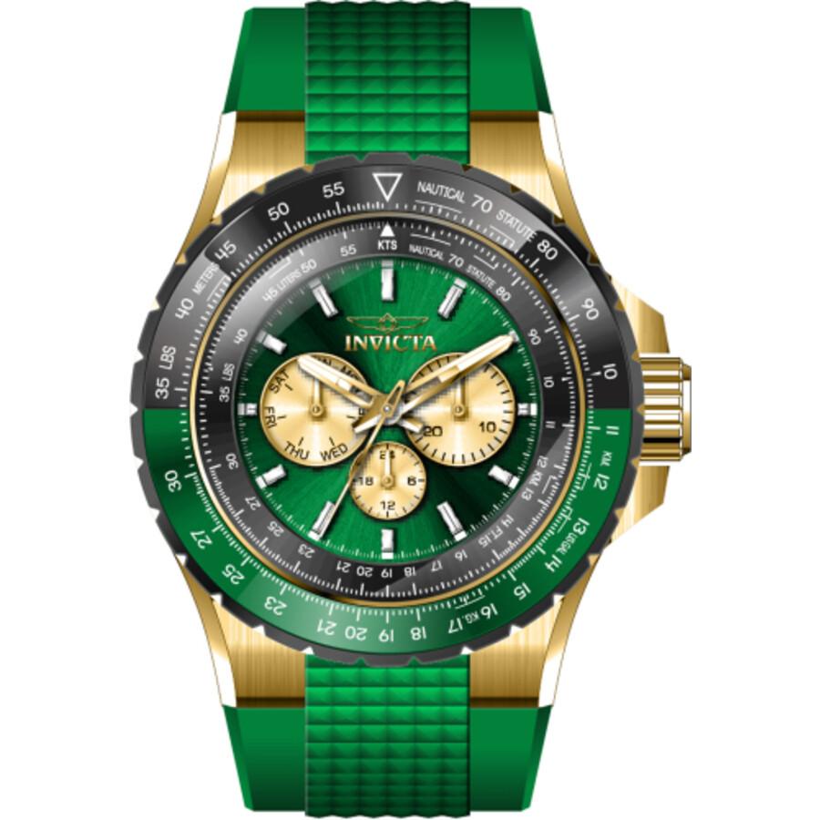 Invicta Aviator Date Day Quartz Green Dial Men's Watch 44612