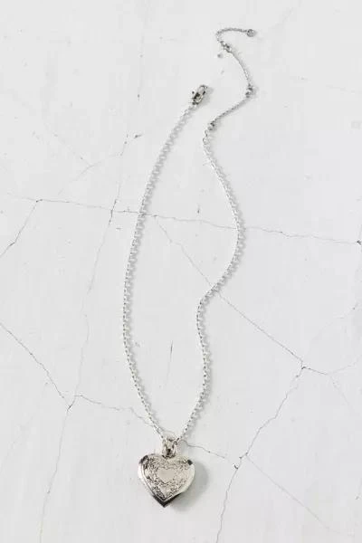 Urban Outfitters Metal Etched Heart Locket Necklace 2