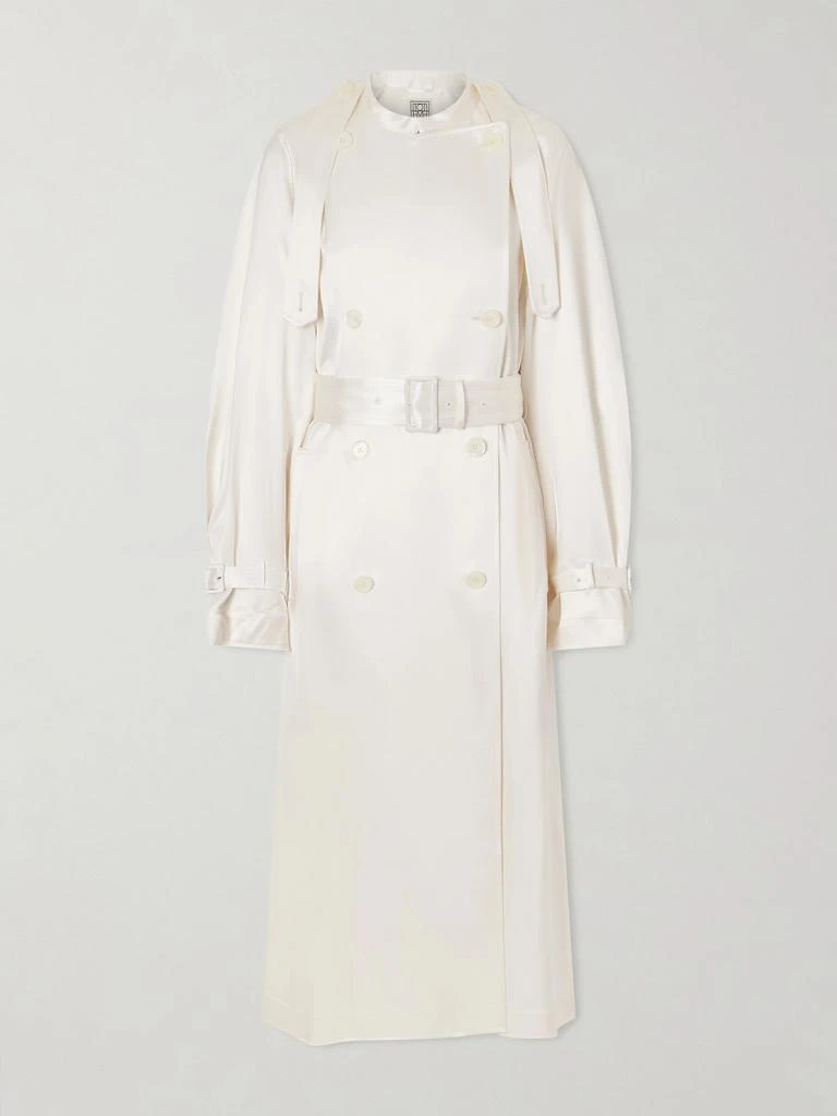 Totême Double-breasted Draped Satin Trench Coat - DK32