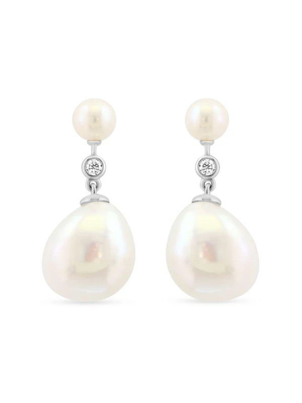 Effy 14K White Gold, Freshwater Pearl & 0.07 TCW Diamond Drop Earrings 2