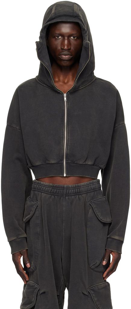 Entire Studios Gray Cropped Full Zip Hoodie - Hoodies