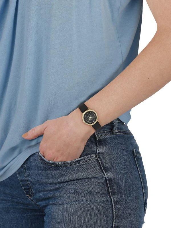 Versace Goldtone Stainless Steel 
Leather Strap Watch/37MM 2