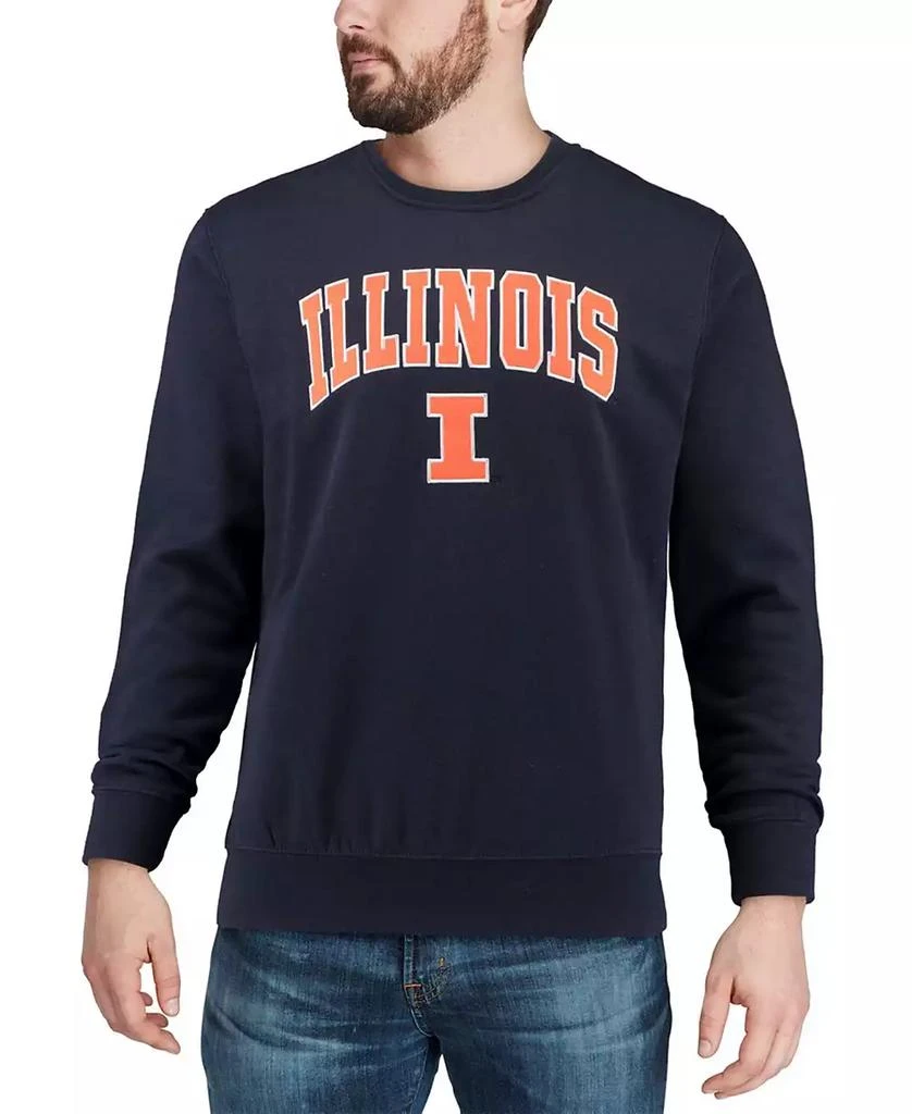 Colosseum Men's Navy Illinois Fighting Illini Arch Logo Crew Neck Sweatshirt 4