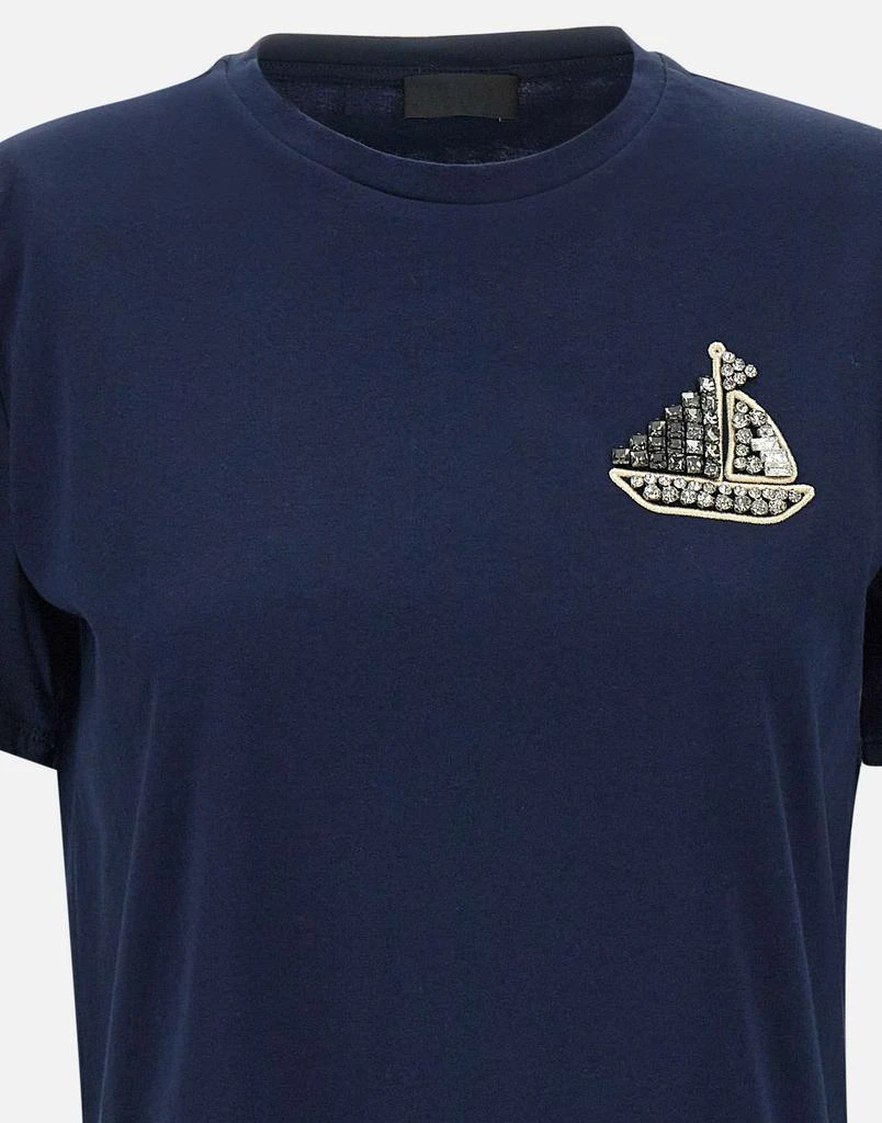 LIU •JO Cotton T-shirt with embroidery and rhinestones 5