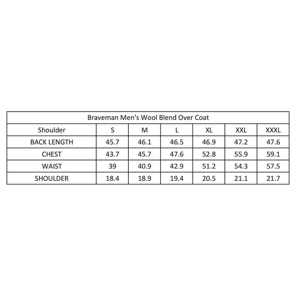 Braveman Men's Double-Breasted Knee Length Wool Blend Three Button Long Jacket Overcoat Top Coat 3