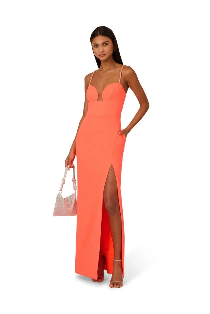 Adrianna Papell Stretch crepe gown with slit 4