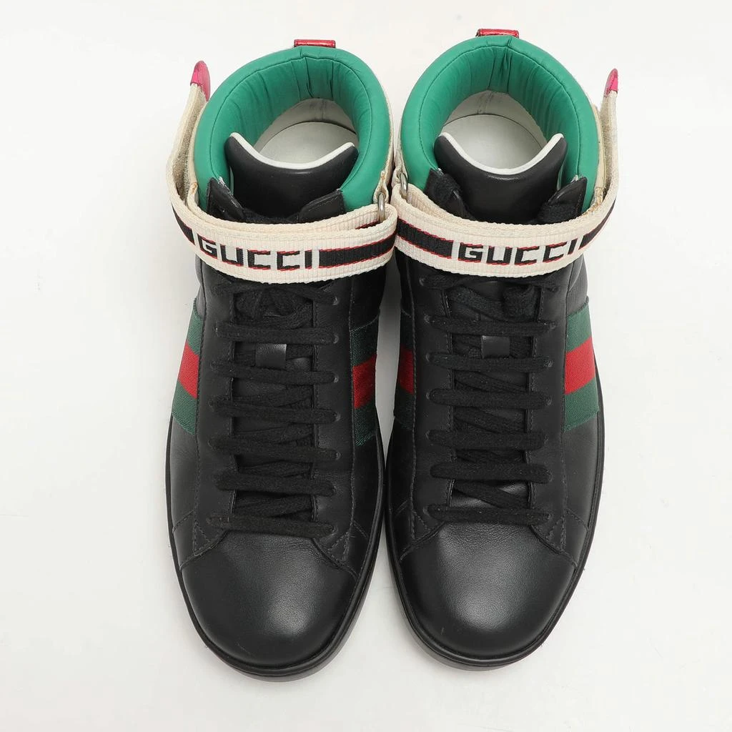 Gucci Gucci Black Leather Stripe Ace High Top Sneakers Size 39 3