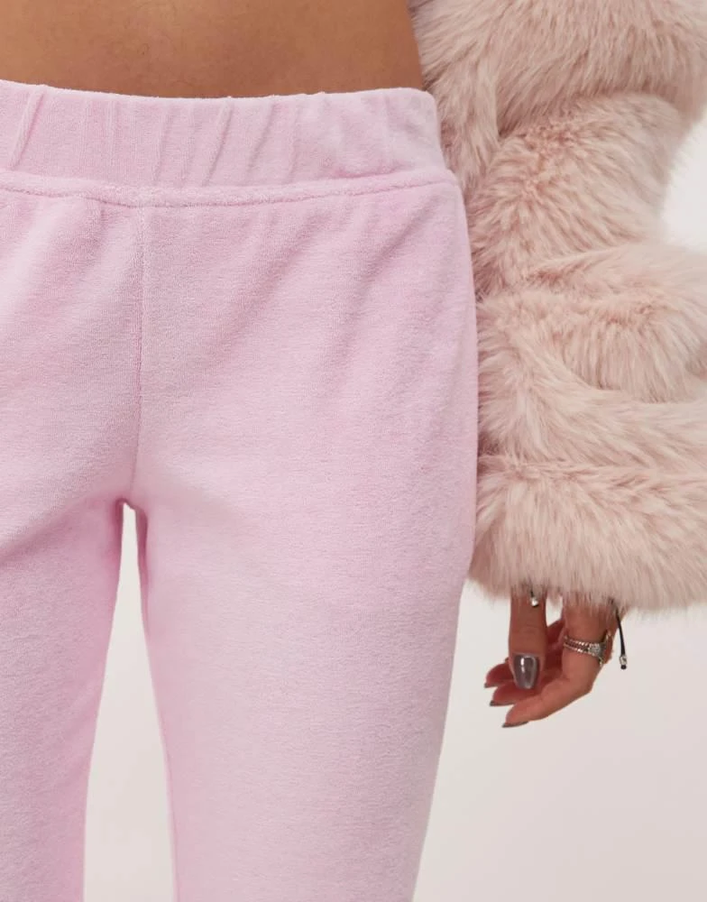Monki Monki terry flared jogger in pink 5